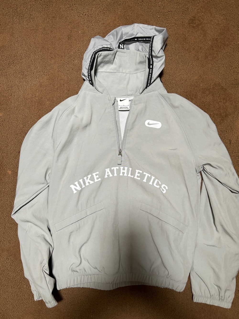 Nike Boy’s Light Gray Hooded Pullover Windbreaker